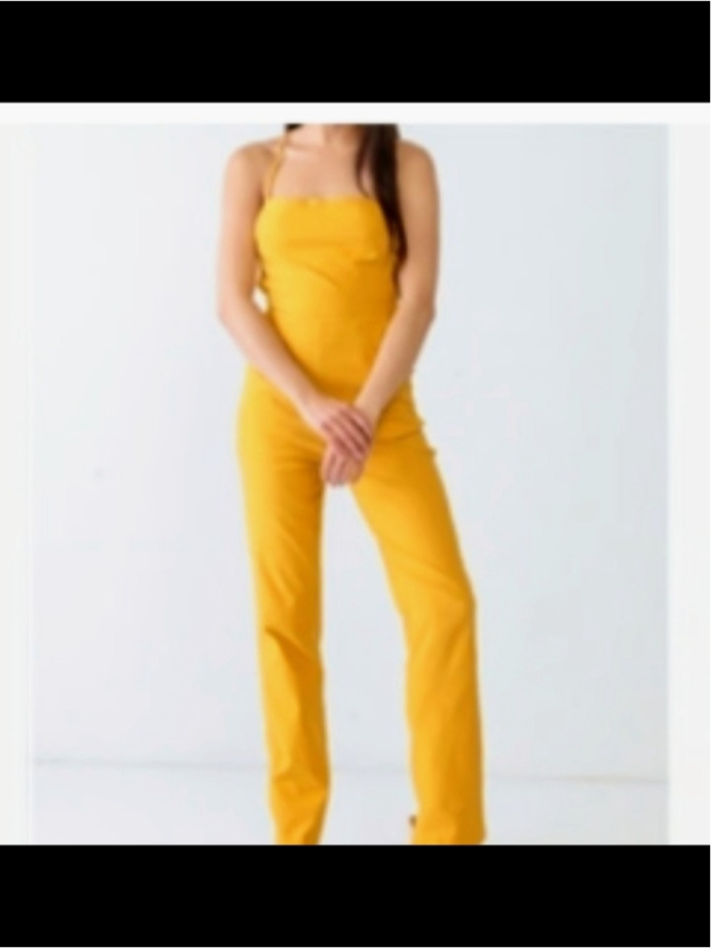 Hera Collection Yellow Strapless-Look Straight Jumpsuit